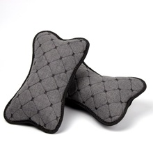 Подушка автомобильная LEX, лен, ромб, цвет темно-серый, строчка черная, кант черный (2 шт.)