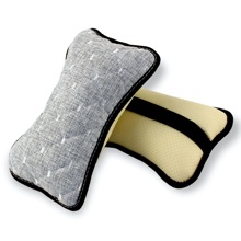 Подушка автомобильная LEX, лен, ромб, цвет светло-серый, строчка серая, кант черный (2 шт.)