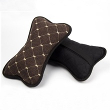 Подушка автомобильная LEX, лен, ромб, цвет коричневый, строчка бежевая, кант черный (2 шт.)