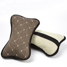 Подушка автомобильная LEX, лен, ромб, цвет капучино, строчка бежевая, кант черный (2 шт.)