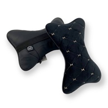 Подушка автомобильная MAXIMAL, велюр, цвет черный, строчка бежевая (2 шт.)