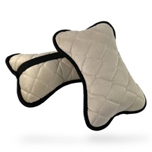 Подушка автомобильная велюр, ромб, цвет бежевый, строчка белая, кант черный (2 шт.)