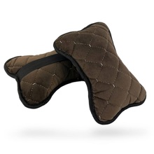 Подушка автомобильная велюр, ромб, цвет коричневый, строчка белая, кант черный (2 шт.)