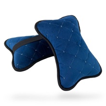 Подушка автомобильная велюр, ромб, цвет синий, строчка белая, кант черный (2 шт.)