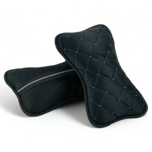 Подушка автомобильная CALAXY, велюр, цвет чёрный, строчка синяя (2 шт.)