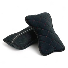 Подушка автомобильная CALAXY, велюр, цвет чёрный, строчка красная (2 шт.)