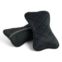 Подушка автомобильная CALAXY, велюр, цвет чёрный, строчка черная (2 шт.)