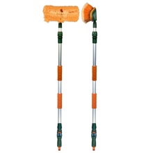 Щетка для мытья а/м телескопическая L:118-188 см, проточная ручка с регулятором подачи воды, изогнутая щетка