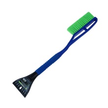 Скребок с щеткой для удаления снега и льда 63,5 см, с мягкой ручкой, цвет зеленый