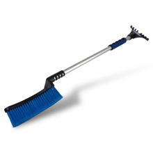 Скребок с щеткой для удаления снега и льда 70-100 см телескопическая с мягкой ручкой, цвет черный