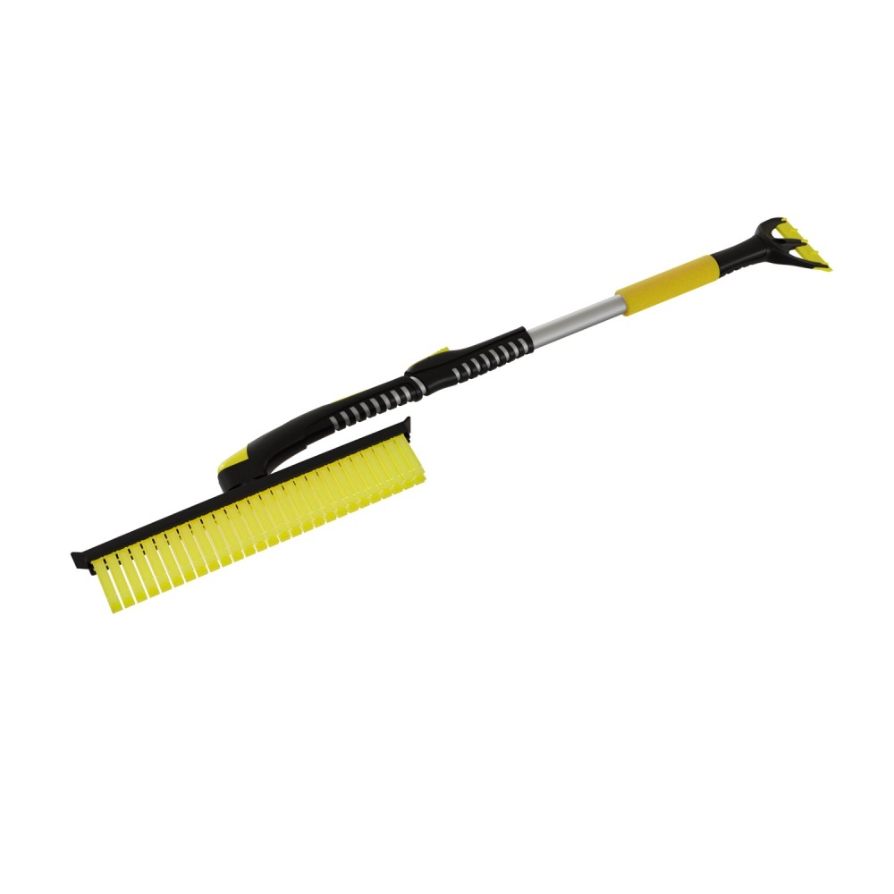 Скребок с щеткой для удаления снега и льда 94-128 см телескопическая с мягкой ручкой и силиконовым ворсом, цвет черный Скребок с щеткой для удаления снега и льда 94-128 см телескопическая с мягкой ручкой и силиконовым ворсом, цвет черный