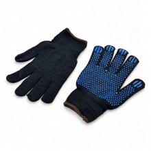 Перчатки акрил. 7 кл., зимние до -20, цвет черный, точкая синяя