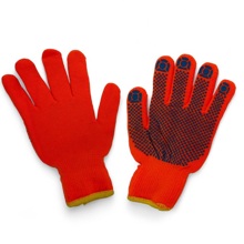 Перчатки акрил. 7 кл., зимние до -20, цвет оранжевый, точкая синяя