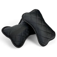 Подушка автомобильная велюр, ромб, цвет черный, строчка чёрная, кант черный (2 шт.)