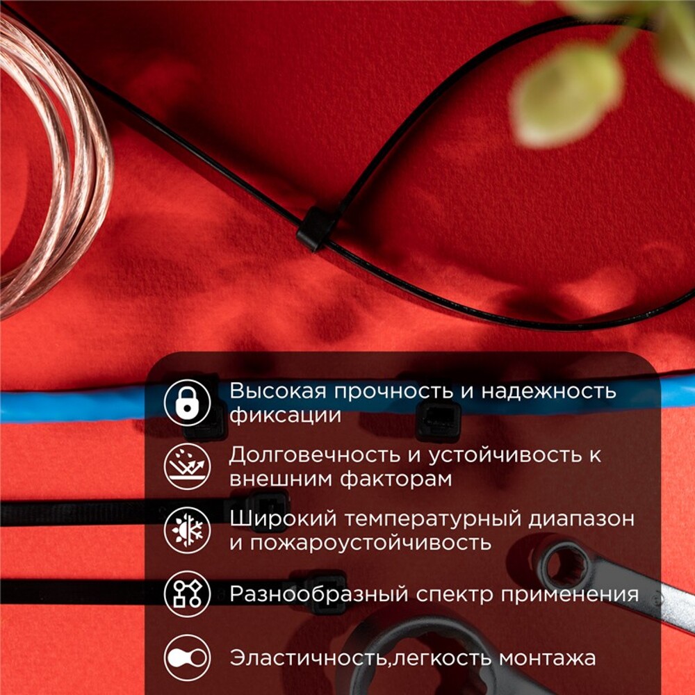 Хомут стяжка нейлон 4,8*300 мм,цвет черный (100 шт в упак) Хомут стяжка нейлон 4,8*300 мм,цвет черный (100 шт в упак)