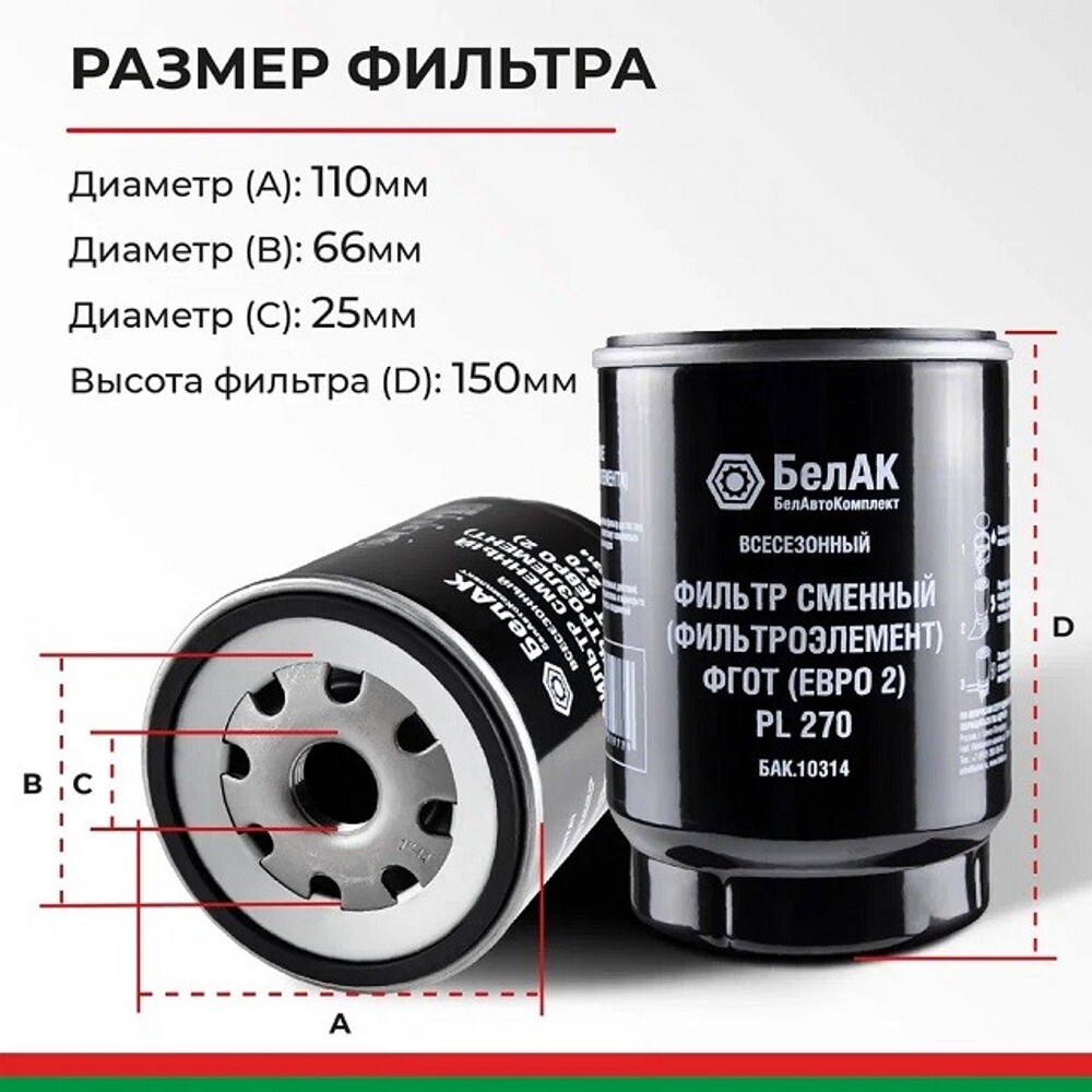 Фильтр сменный (фильтроэлемент) фгот (евро 2) PL 270 Фильтр сменный (фильтроэлемент) фгот (евро 2) PL 270