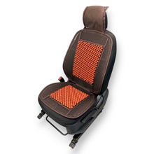 Накидка на сидение деревянная массажная с сеткой и подголовником, цвет коричневая, с рисунком (134*51см)