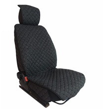 Комплект накидок на передние сиденья LEX 3D FRONT, закрытые бока, лен, цвет черный, строчка черная, кант черный