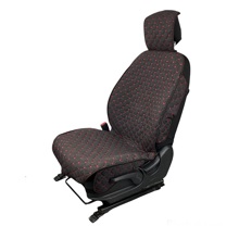 Комплект накидок на передние сиденья LEX 3D FRONT, закрытые бока, лен, цвет черный, строчка красная, кант черный