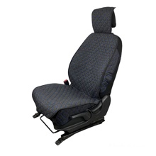 Комплект накидок на передние сиденья LEX 3D FRONT, лен, закрытые бока, цвет черный, строчка синяя, кант черный