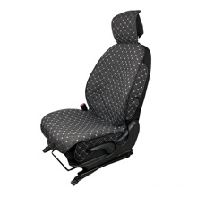 Комплект накидок на передние сиденья LEX 3D FRONT, закрытые бока, лен, цвет черный, строчка белая, кант черный