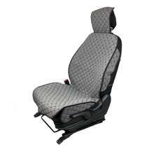 Комплект накидок на передние сиденья LEX 3D FRONT, закрытые бока, лен, цвет темно-серый, строчка серая, кант черный