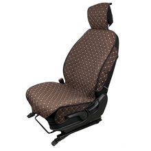 Комплект накидок на передние сиденья LEX 3D FRONT, закрытые бока, лен, цвет коричневый, строчка коричневая ,кант черный