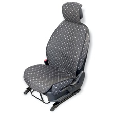 Комплект накидок на весь салон LEX PLUS 3D лен стежка ромб, закрытые бока, цвет черный, строчка белая, кант черный