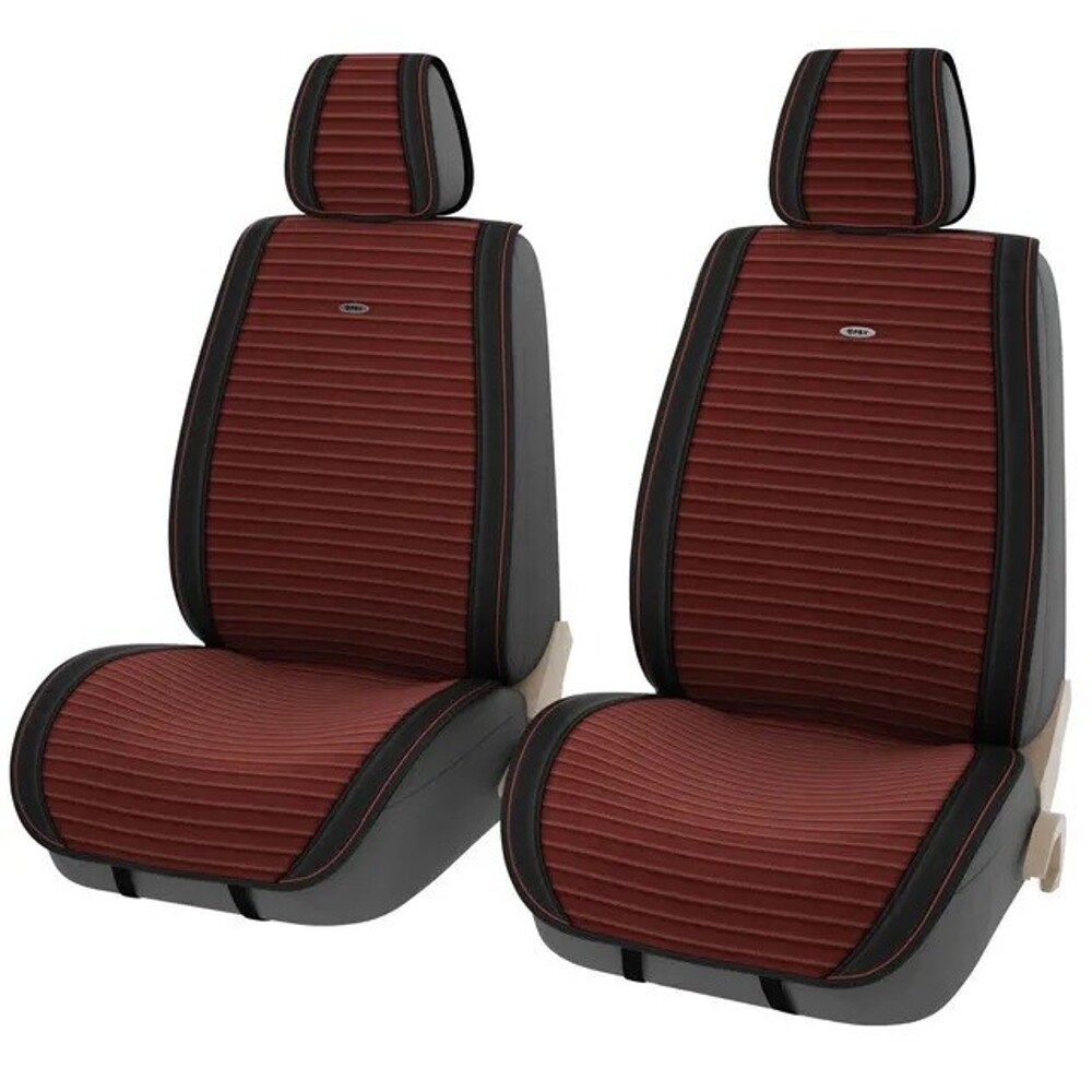 Накидки на передние сиденья FRONT BLISS 2, цвет бордовый, строчка красная, кант черный Накидки на передние сиденья FRONT BLISS 2, цвет бордовый, строчка красная, кант черный