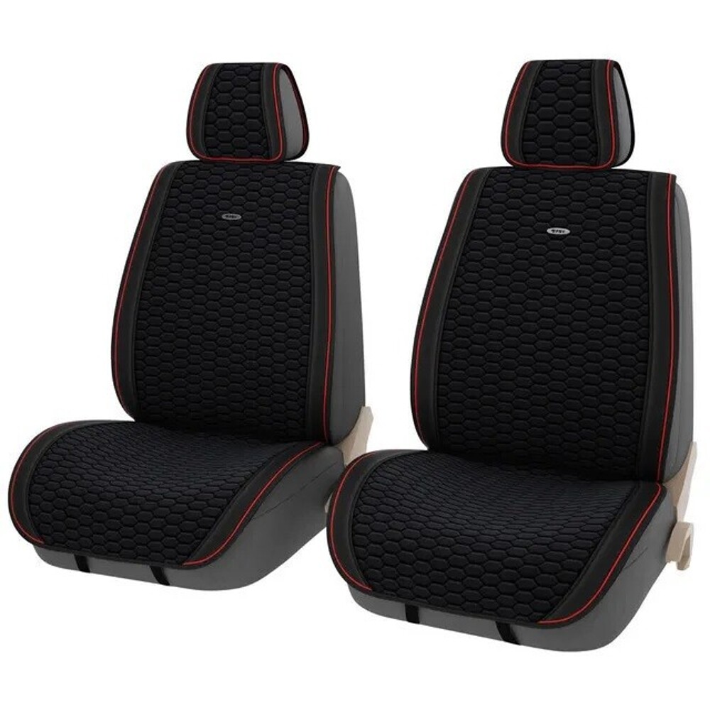 Накидки на передние сиденья FRONT HORNET 2, цвет черный, строчка красная, кант черный Накидки на передние сиденья FRONT HORNET 2, цвет черный, строчка красная, кант черный