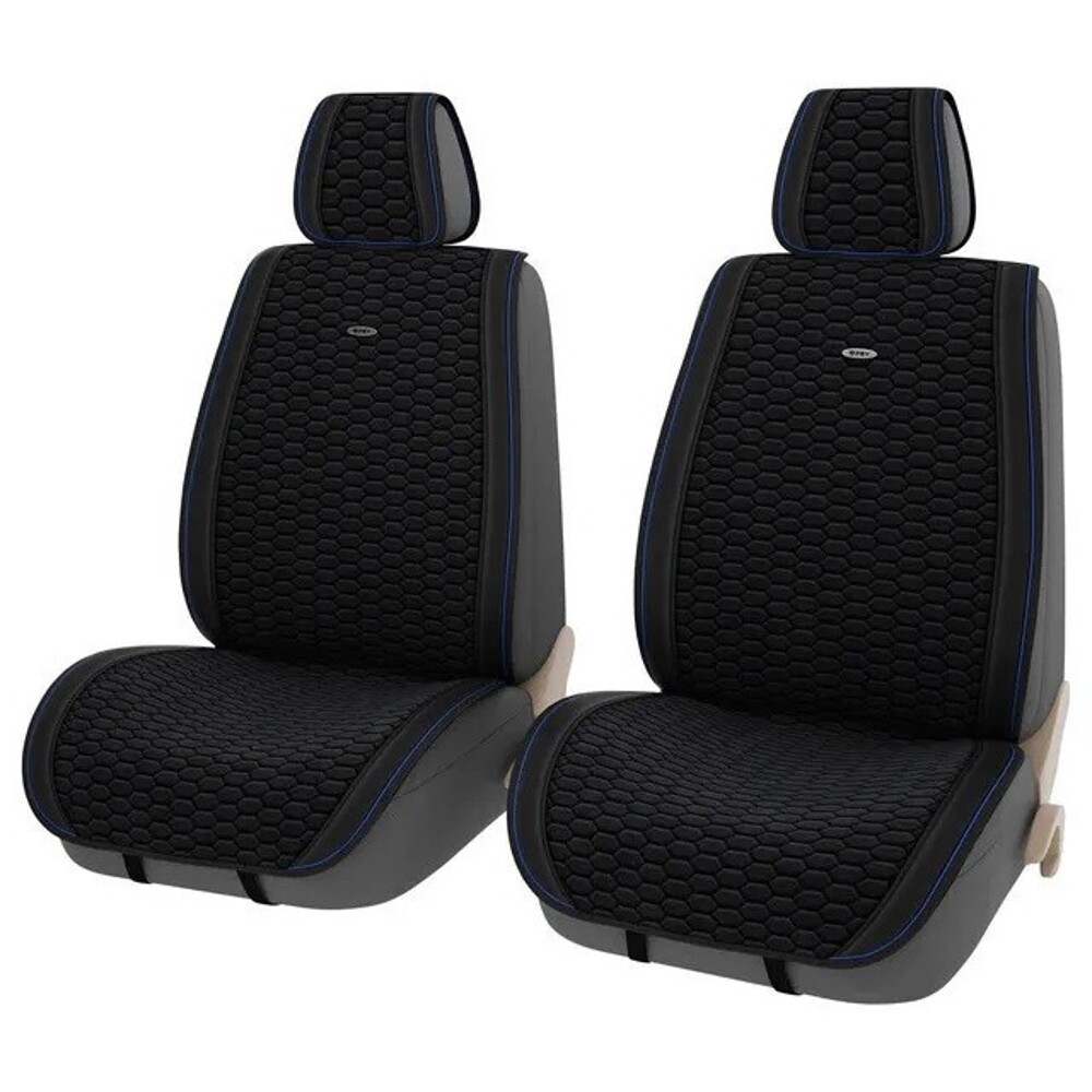 Накидки на передние сиденья FRONT HORNET 2, цвет черный, строчка синяя, кант черный Накидки на передние сиденья FRONT HORNET 2, цвет черный, строчка синяя, кант черный
