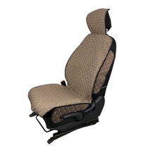 Комплект накидок на передние сиденья LEX 3D FRONT, закрытые бока, лен, цвет капучино, строчка капучино, кант черный