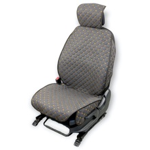 Комплект накидок на передние сиденья LEX 3D FRONT, закрытые бока, лен, цвет черный, строчка золотая, кант черный