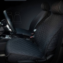 Комплект накидок на передние сиденья LIGHT 2 FRONT, материал лен, закрытые бока, цвет черный, строчка черная, кант черный