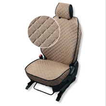 Комплект накидок на весь салон GRADE PLUS, материал лен, закрытые бока, цвет коричневый, строчка белая, кант черный