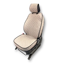 Комплект накидок на весь салон GRADE PLUS, материал лен, закрытые бока, цвет серый, строчка белая, кант черный