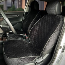 Комплект накидок на передние сиденья GRADE 2 FRONT, материал велюр, закрытые бока, цвет черный, строчка черная, кант черный