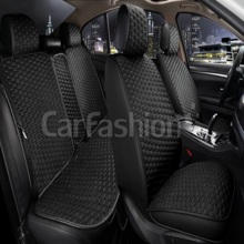 Комплект накидок на весь салон SOTA PLUS, велюр, цвет черный, строчка серая, кант черный