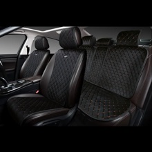 Комплект накидок на весь салон ASTERION PRO+, цвет черный, строчка коричневыя, кант черный