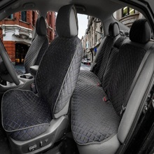 Накидка на весь салон кантри plus, ткань велюр, закрытые бока, псп подклада, цвет черный, строчка синяя, кант черный