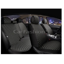 Комплект накидок на весь салон LINEN CUBE+, материал TWEED цвет черный, строчка бежевая, кант черный