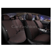 Комплект накидок на весь салон LINEN CUBE+, материал TWEED цвет черный, строчка красная, кант черный