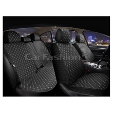 Комплект накидок на весь салон LINEN CUBE+, материал TWEED цвет черный, строчка серый, кант черный