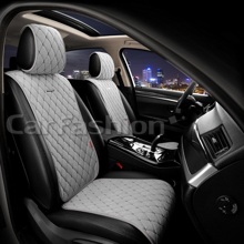 Накидки на передние сиденья FRONT BULLET, материал велюр, цвет серый, строчка серая, кант серый