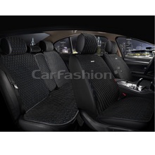 Комплект накидок на весь салон RUBIN PLUS, велюр, цвет черный, строчка синий, кант черный