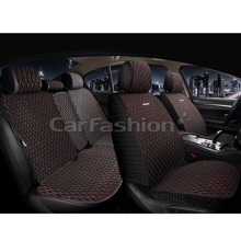 Комплект накидок на весь салон ICEBERG PLUS, материал искусственный шелк, цвет черный, строчка красная, кант черный