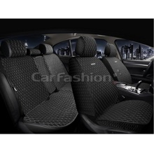 Комплект накидок на весь салон ICEBERG PLUS, материал искусственный шелк, цвет черный, строчка т.серый, кант черный