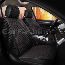 Накидки на передние сиденья SULTAN FRONT, материал велюр, цвет черный, строчка красная, кант черный