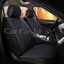 Накидки на передние сиденья SULTAN FRONT, материал велюр, цвет черный, строчка синяя, кант черный