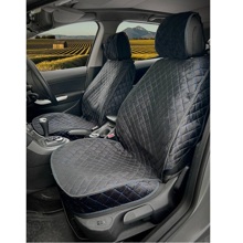 Комплект накидок на весь салон мемфис plus, ткань велюр, цвет черный, строчка синяя, кант черный